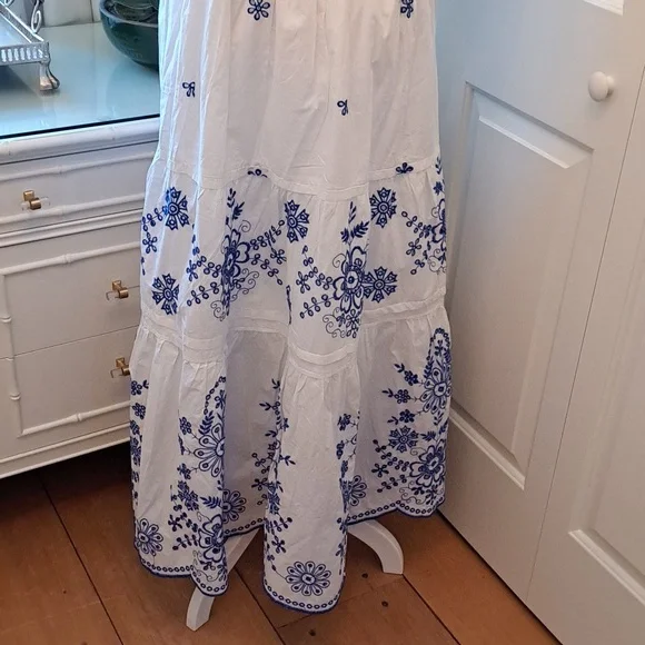 NWOT Anthropologie Womens Somerset White Cotton Maxi Eyelet Dress MD - Picture 7 of 10